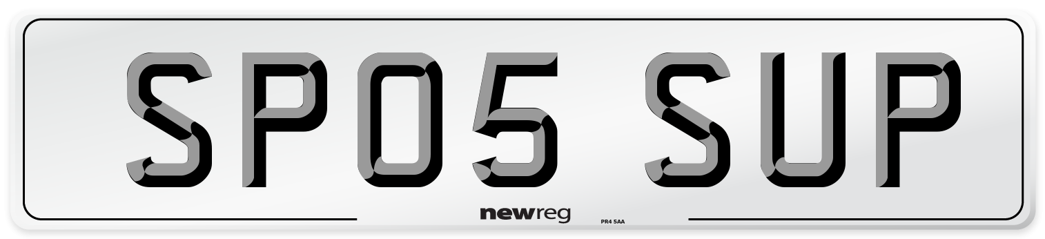 SP05 SUP Number Plate from New Reg